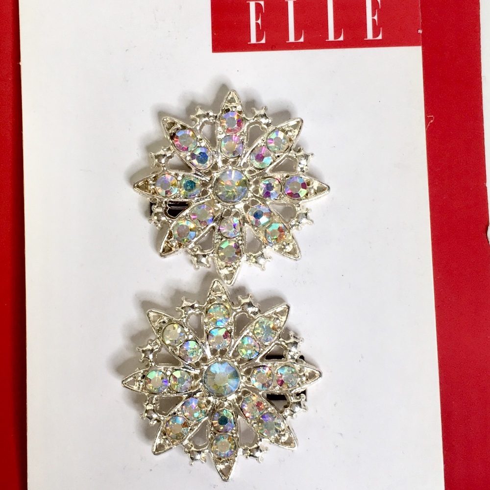 ELLE Rhinestone silver Formal Wedding Prom Barrettes